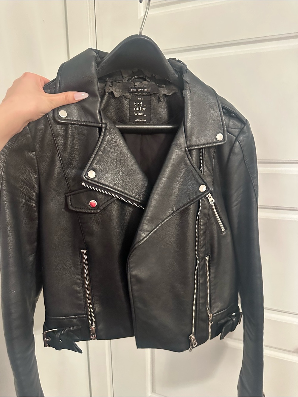 Zara Black Faux Leather Biker Jacket